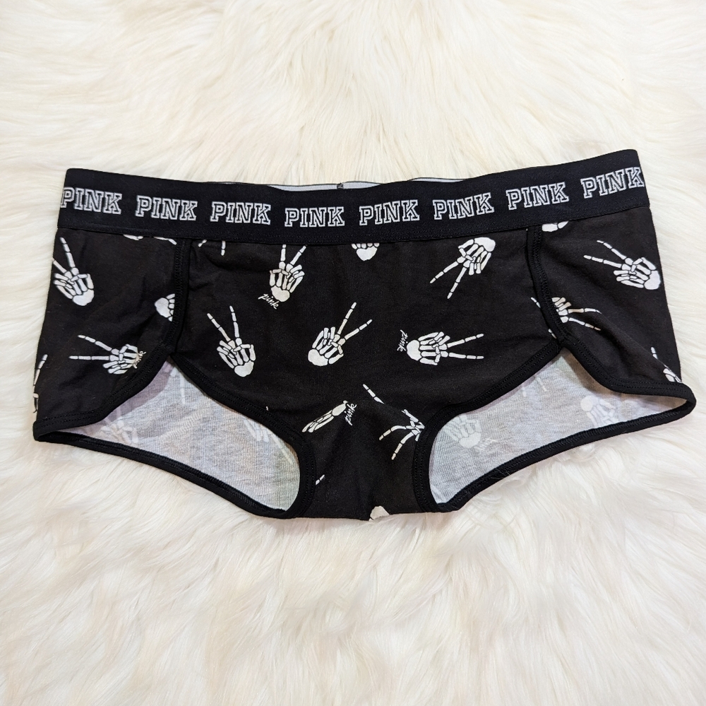 Victoria’s Secret Pink Skeleton Peace Low Rise Boyshort Shortie in Size Medium
